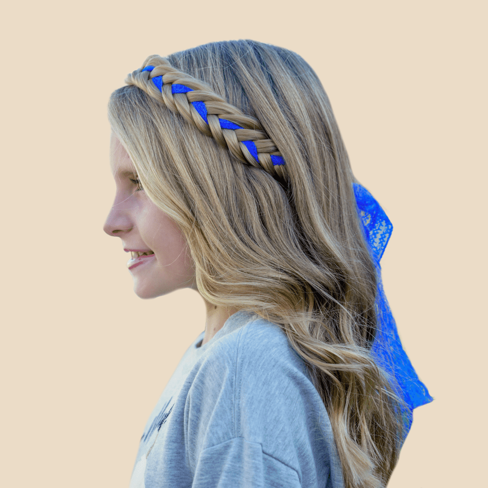 Blue Braided Headband with Amber Rhinestones Amazon.com : Firuilo Beaded Headbands Navy Blue Thin  main image 3