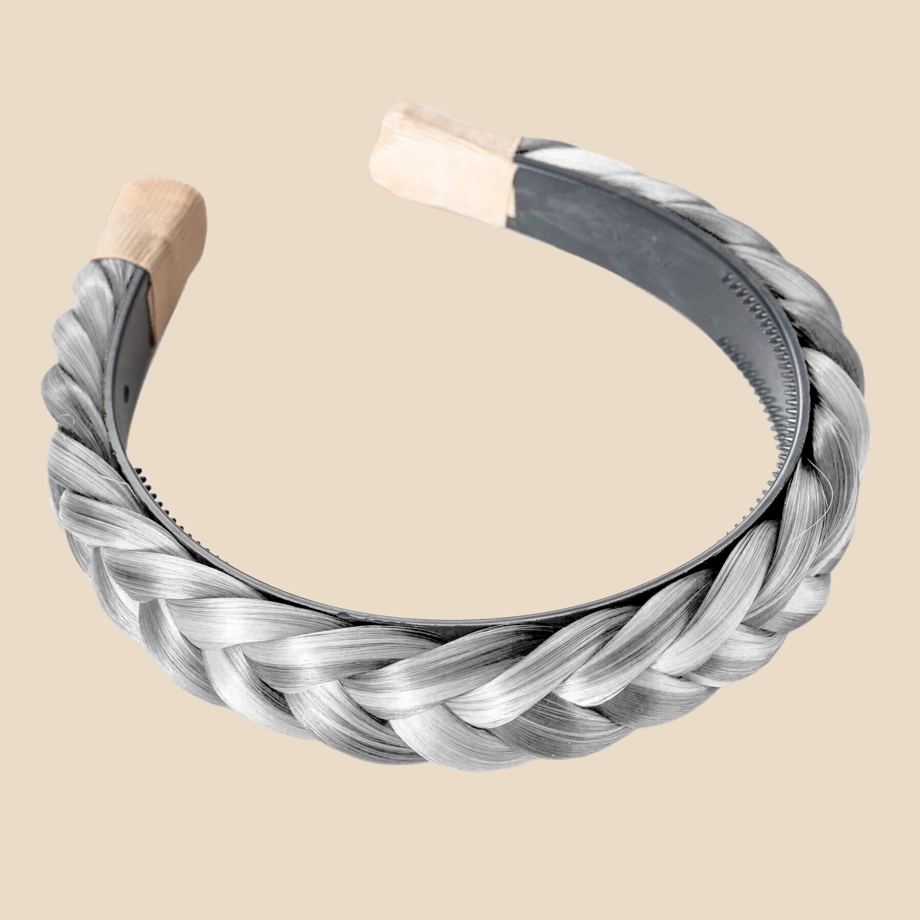 Hard Headband Lulu Two Strand - Braided Headband - Silver Grey