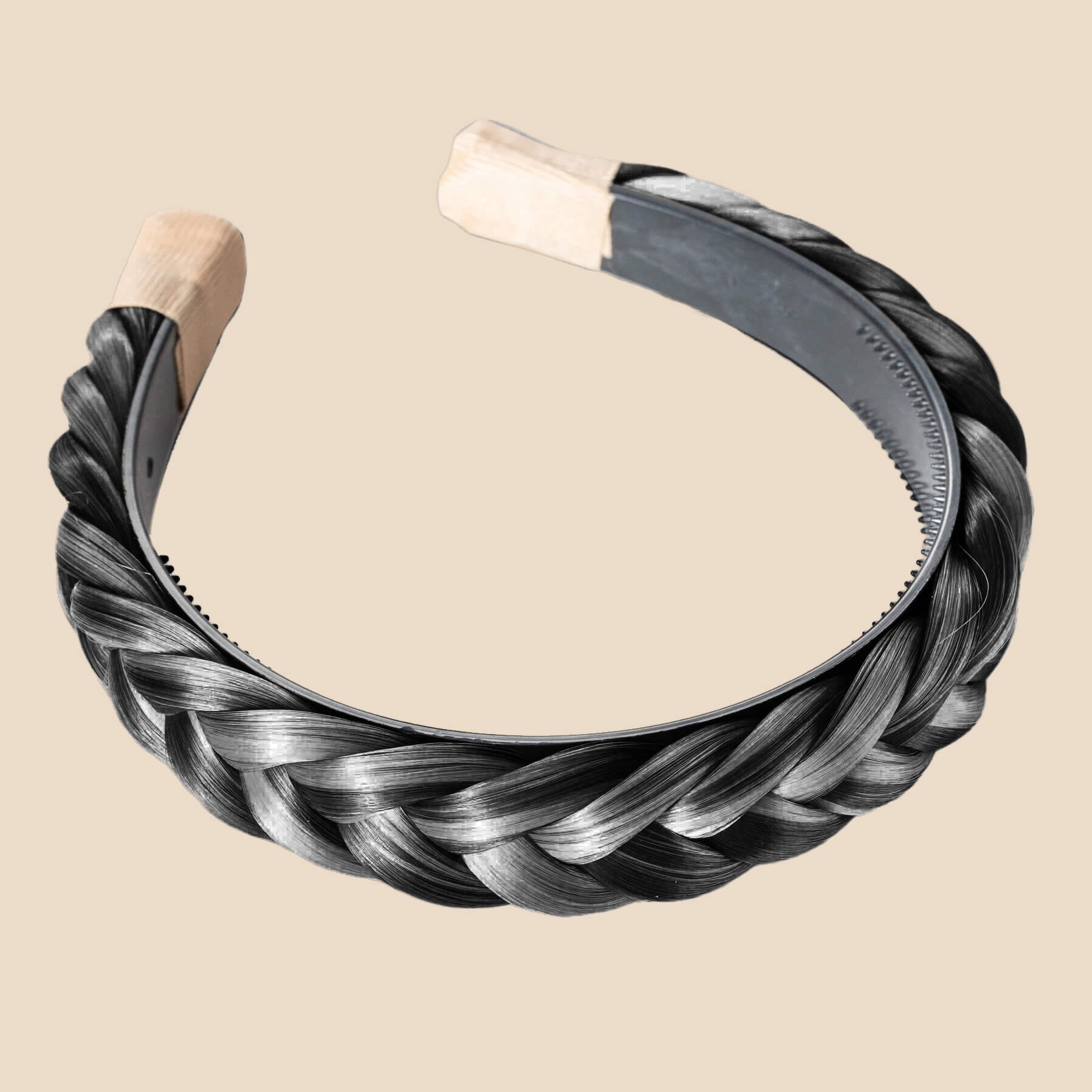 Hard Headband Lulu Two Strand - Braided Headband - Salt & Pepper