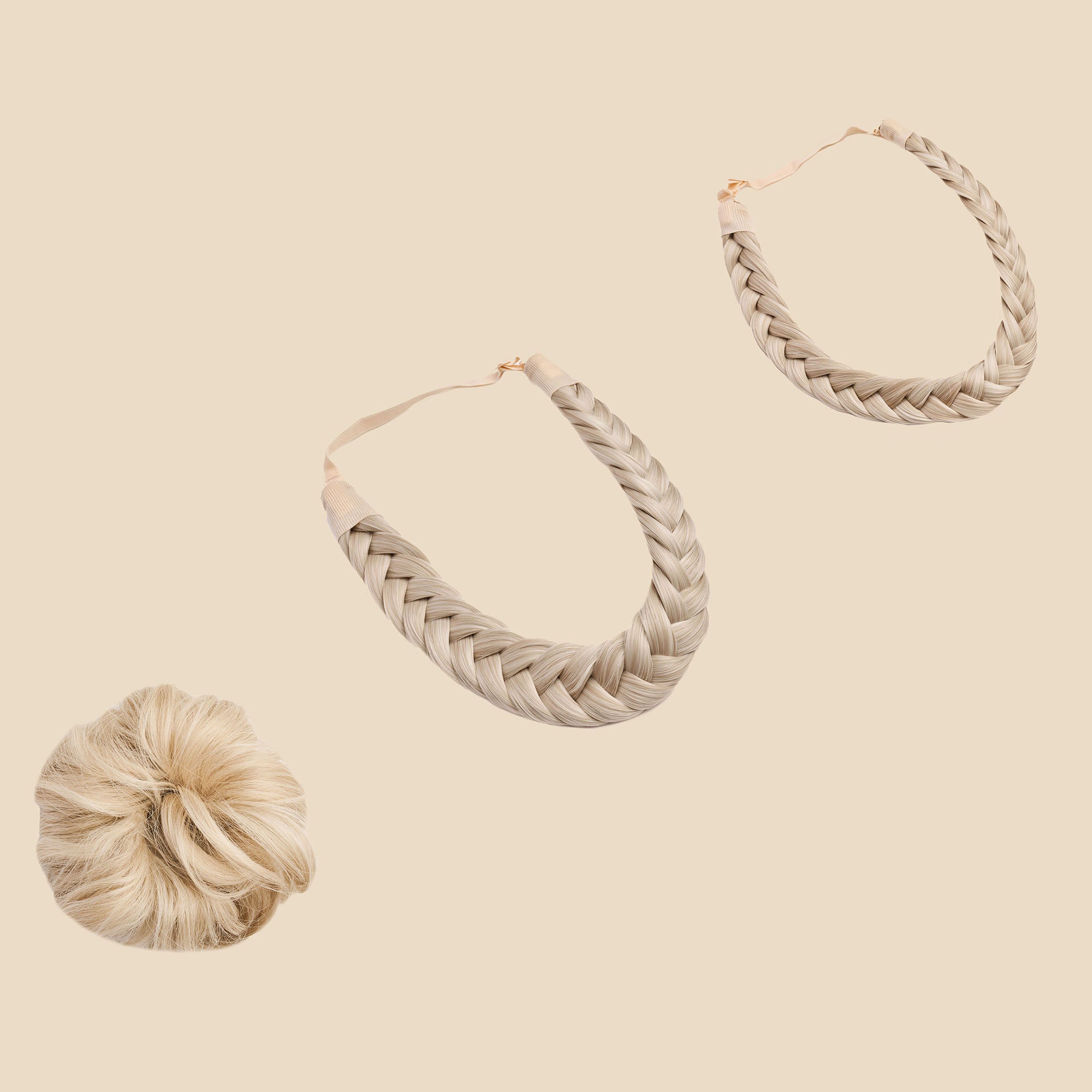 Madison Braid Bundle - Lulu Two Strand, Halo, Top knot - White