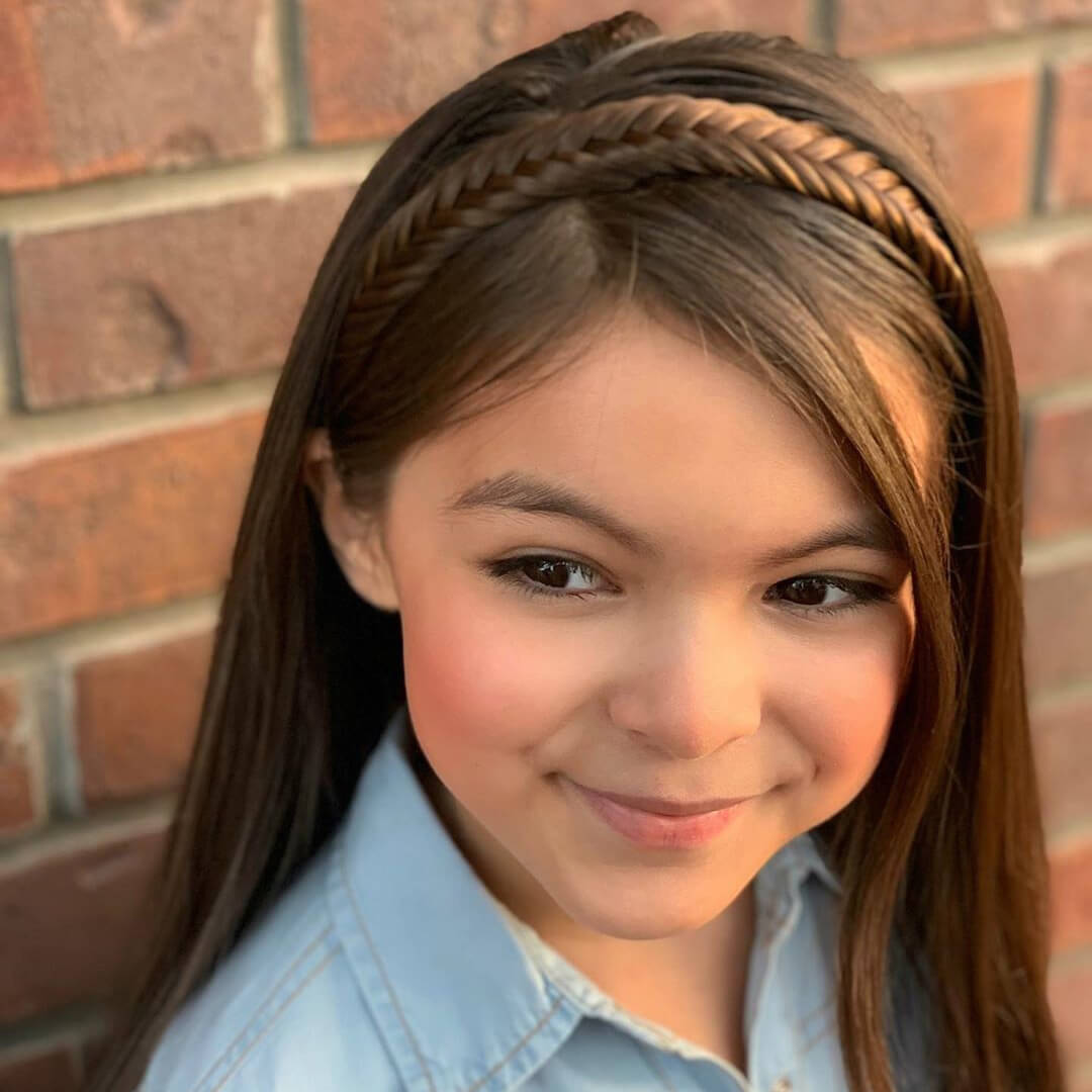 Arisa Fishtail for Kids - Braided Headband - Brunette