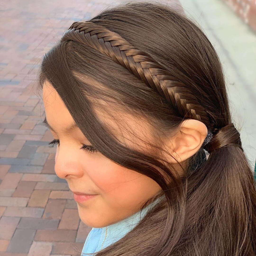Arisa Fishtail for Kids - Braided Headband - Brunette