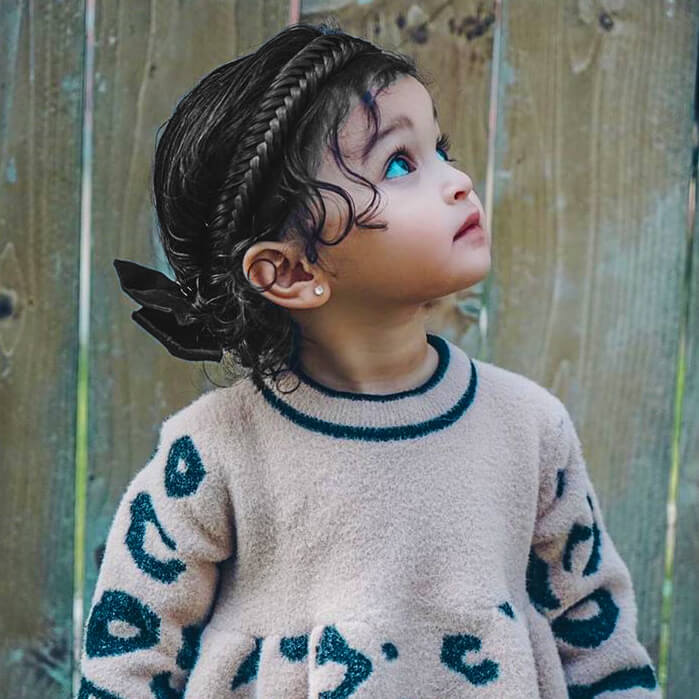 Arisa Fishtail for Kids - Braided Headband - Black
