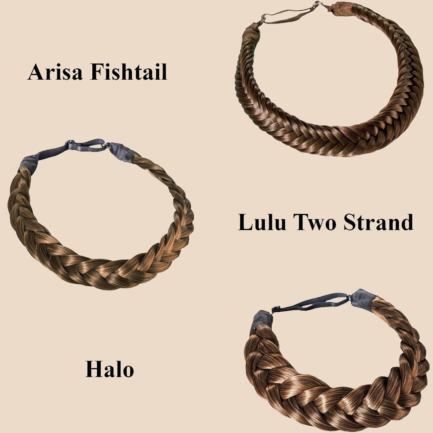 Madison Braid Set - Lulu Two Strand, Arisa Fishtail, Halo - Ashy Light Brown