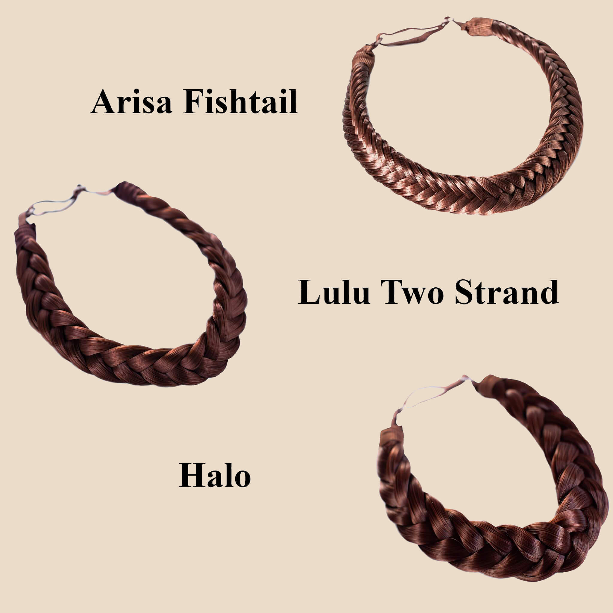 Madison Braid Set - Lulu Two Strand, Arisa Fishtail, Halo - Auburn