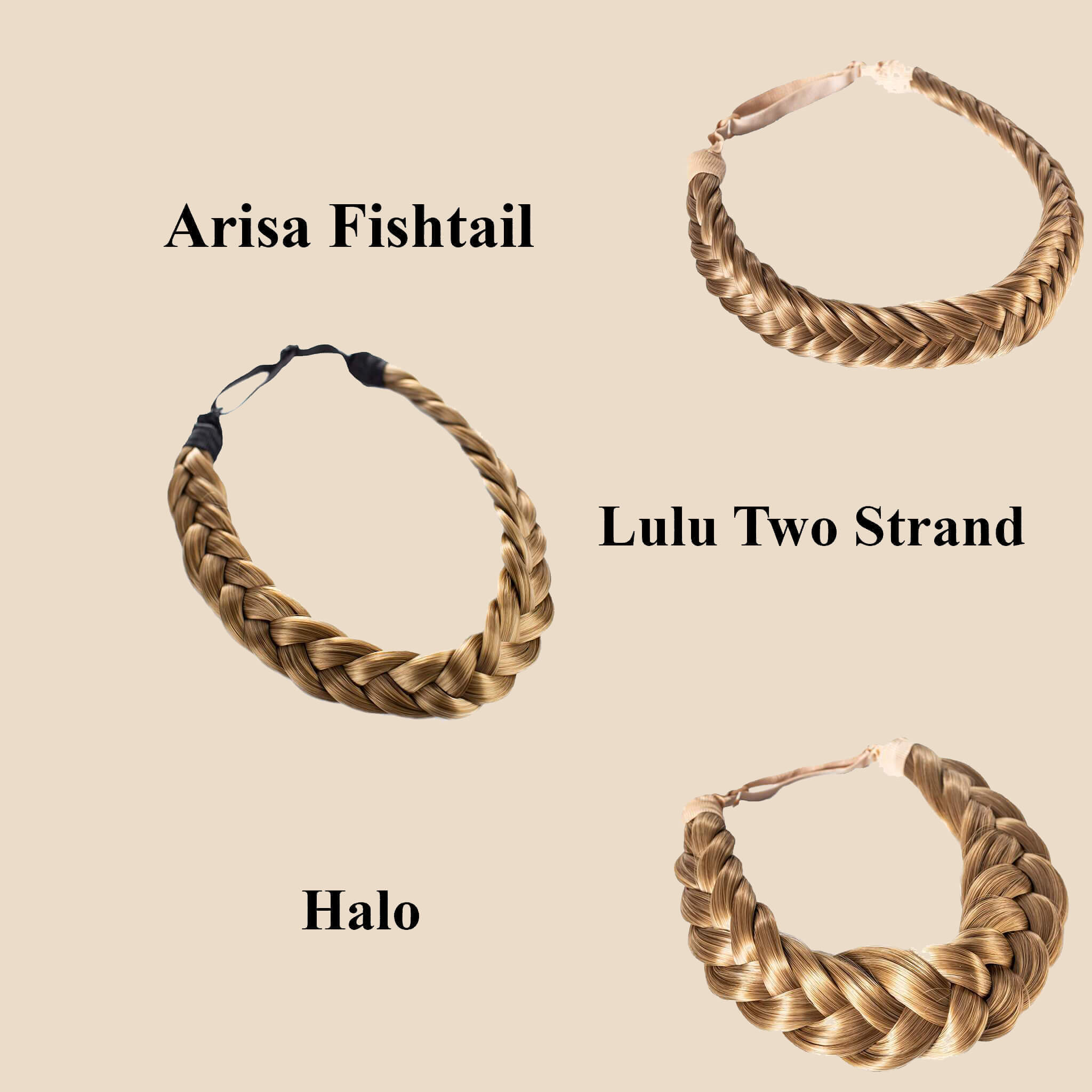 Madison Braid Set - Lulu Two Strand, Arisa Fishtail, Halo - Dirty Blonde
