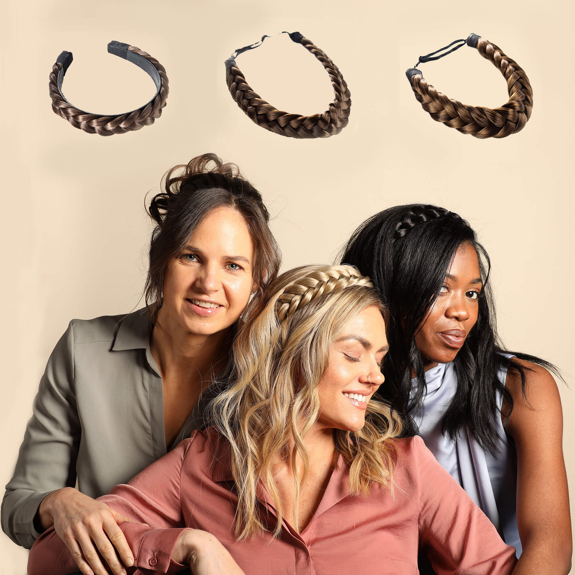 Madison Braid Bundle - Lulu Two Strand, Halo, Lulu Hard Headband - Ashy Light Brown