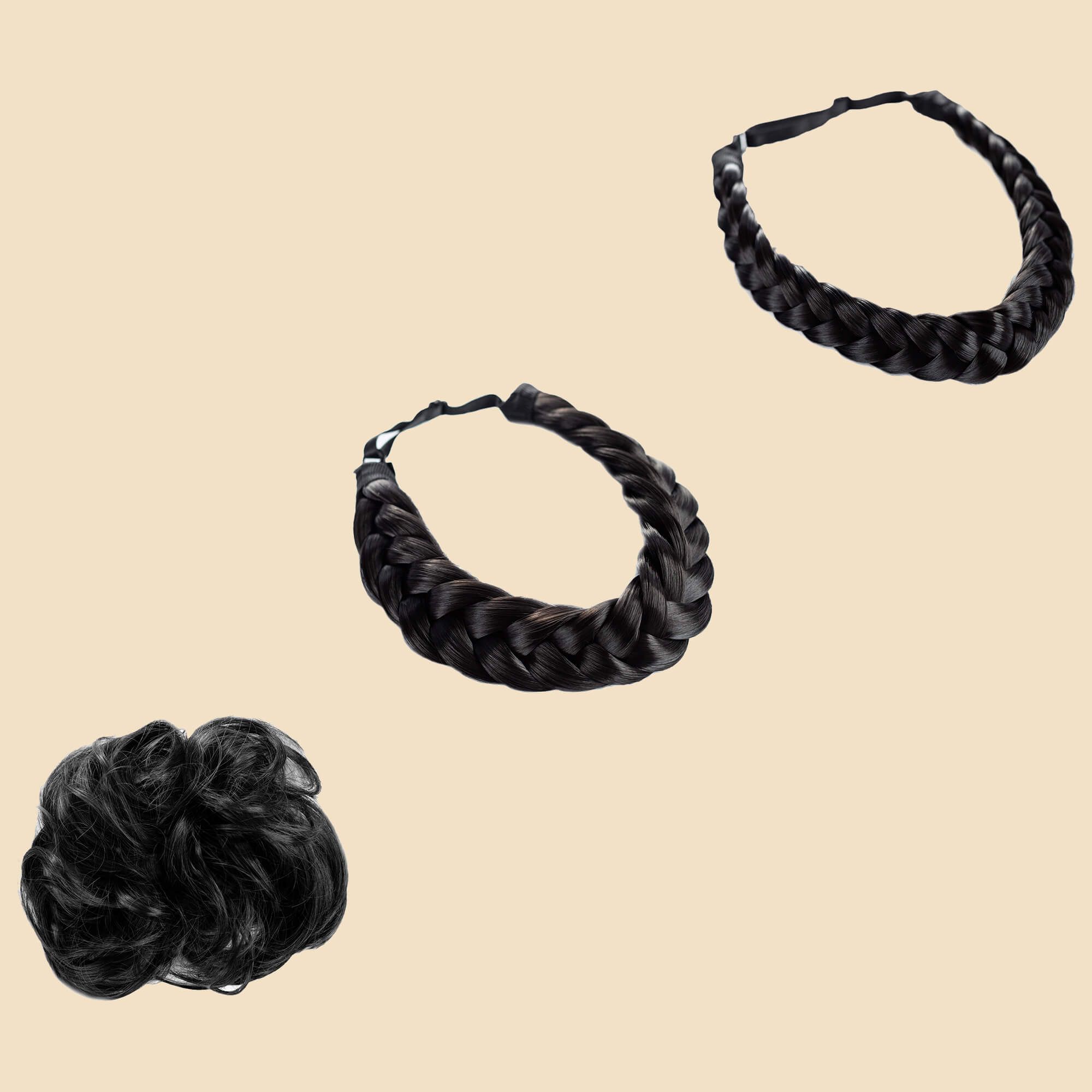 Madison Braid Bundle - Lulu Two Strand, Halo, Top knot - Black