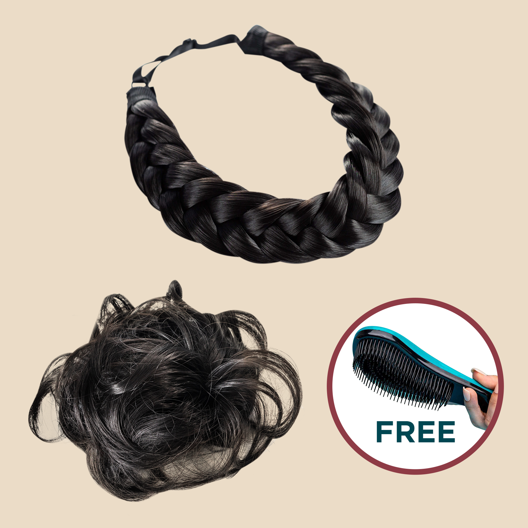 Madison Braids Bundle - Halo Braid, Top Knot + FREE Detangler Brush