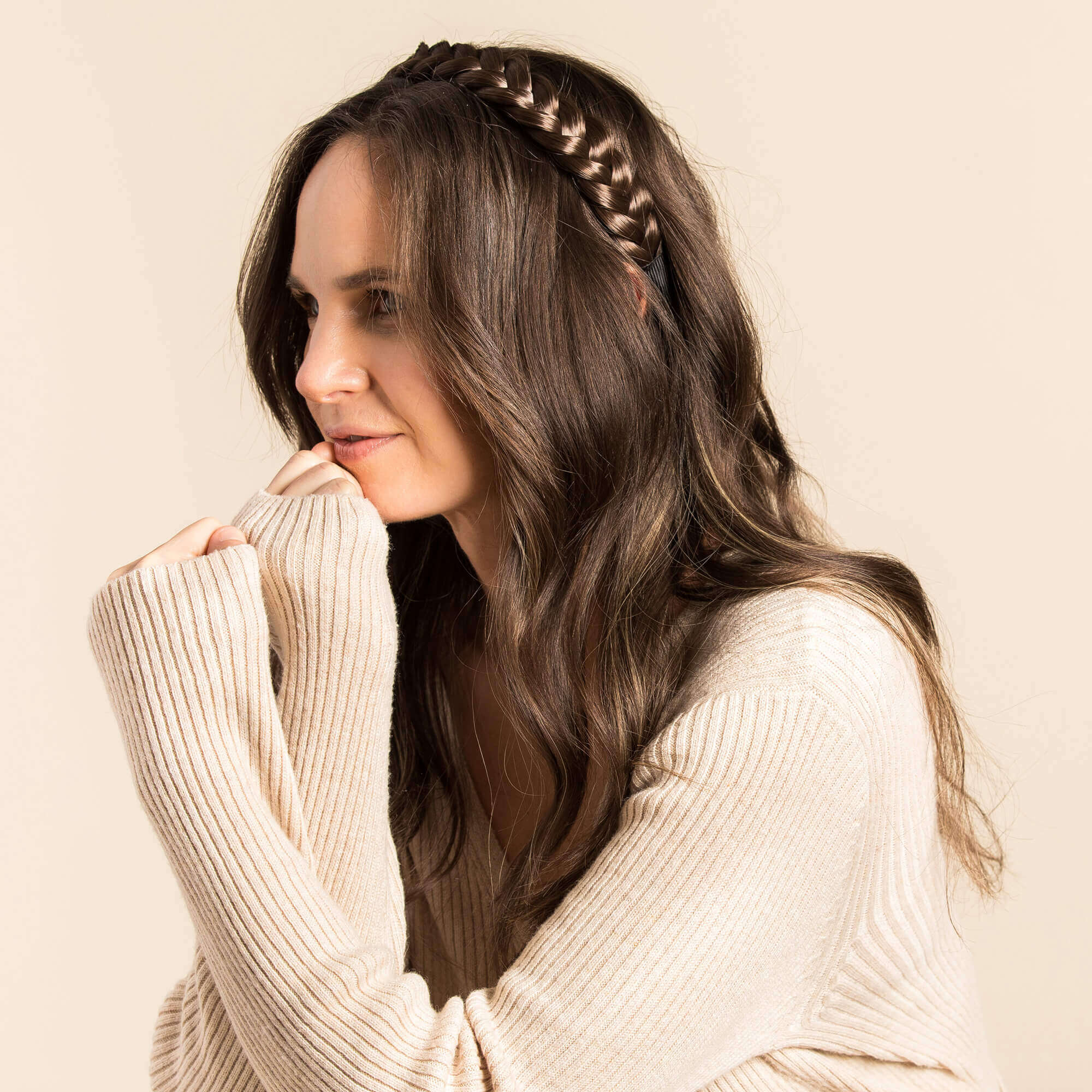 2 Pack Lulu Two Strand - Braided Headband - Brunette