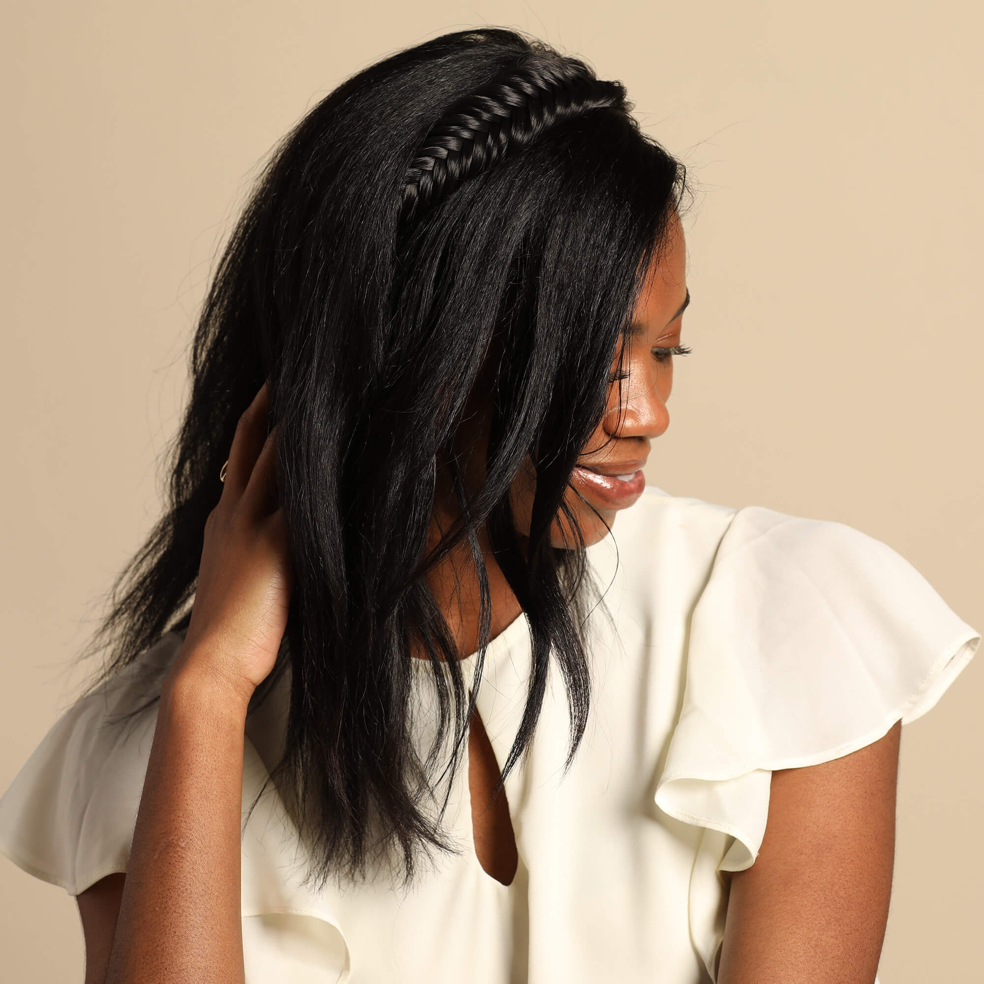 Arisa Fishtail - Braided Headband - Black