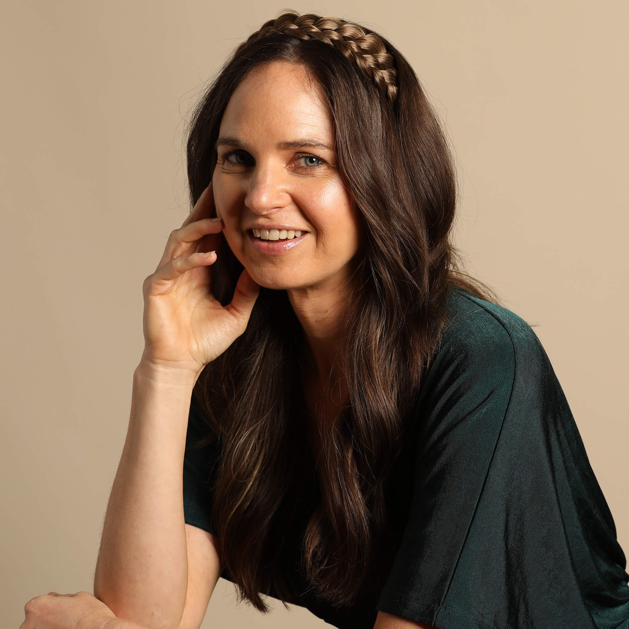 Five Strand - Braided Headband - Brunette
