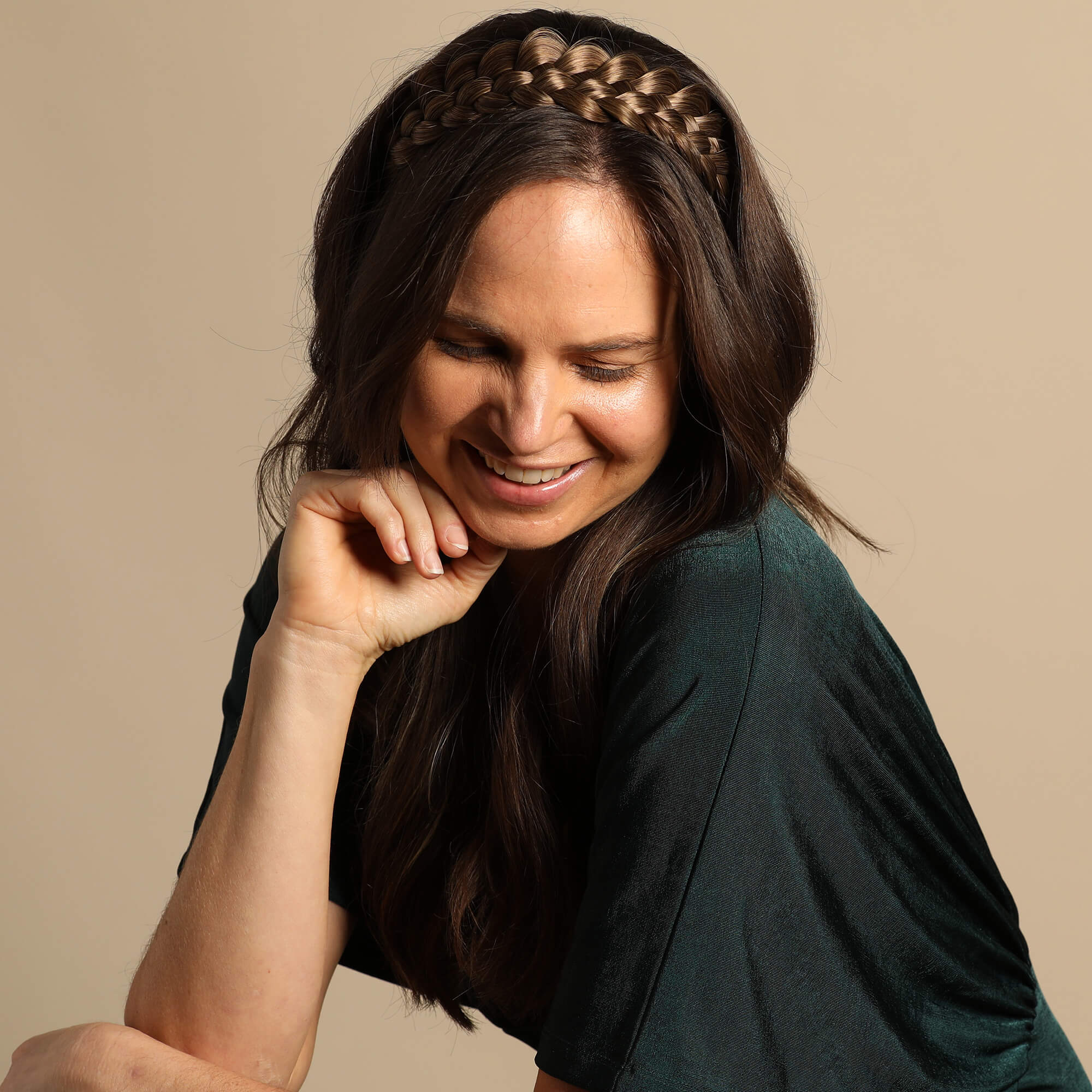 Five Strand - Braided Headband - Brunette