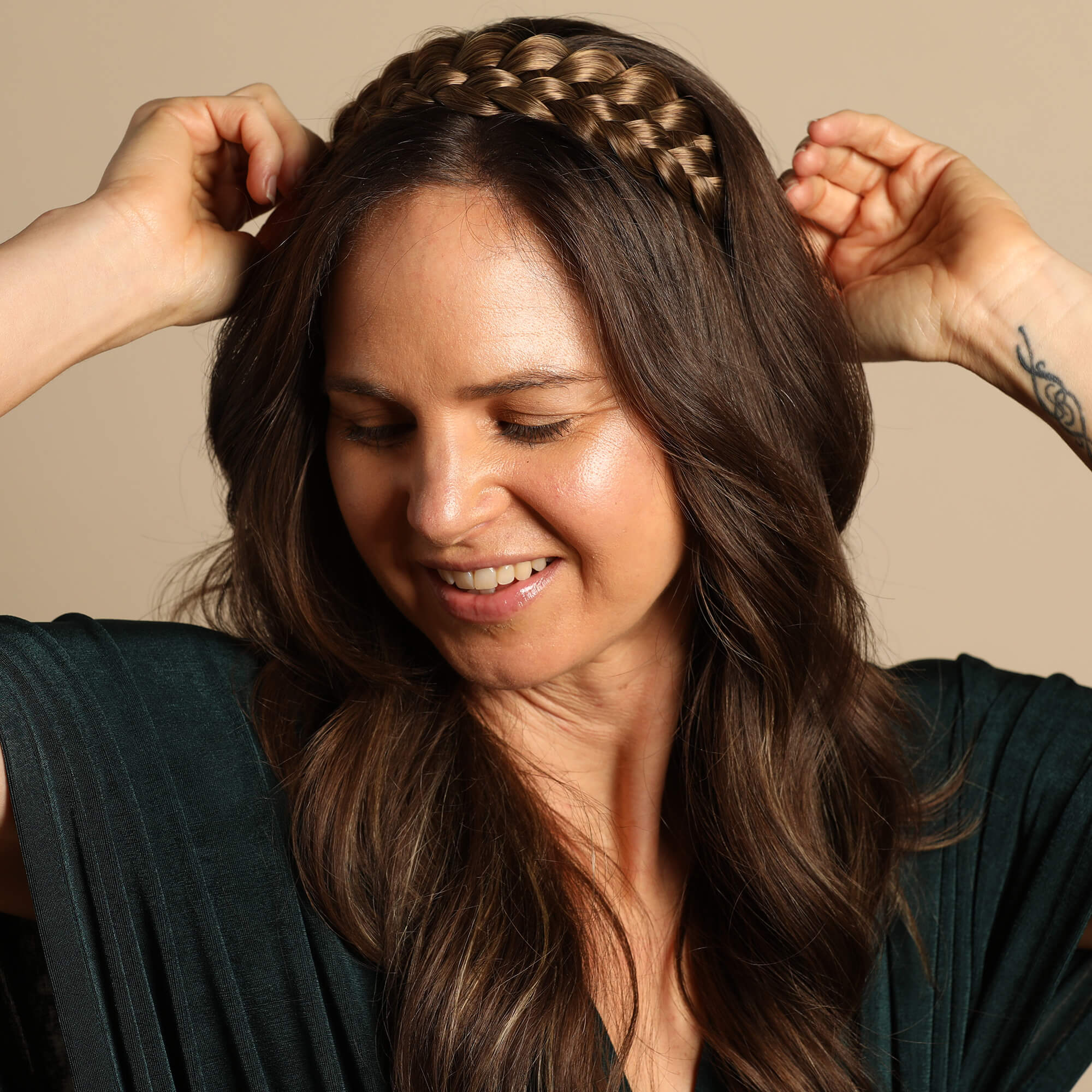 Five Strand - Braided Headband - Brunette