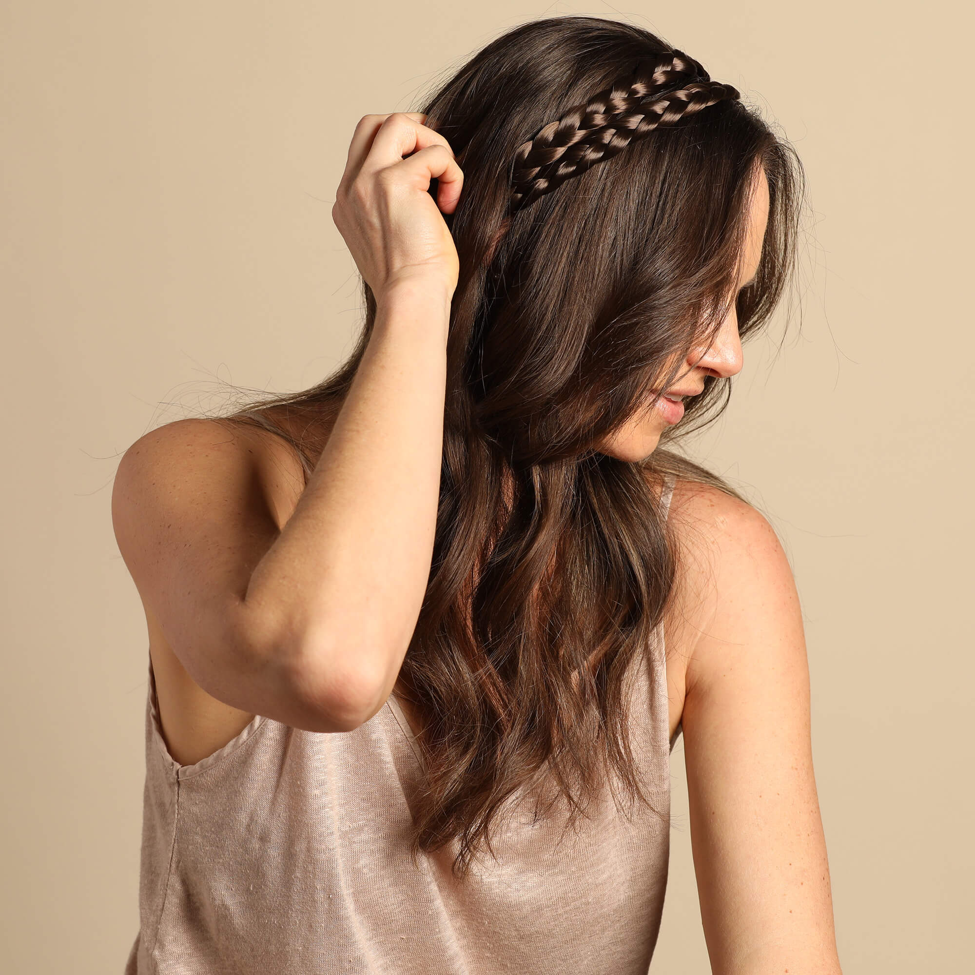 Double Lulu Two Strand - Braided Headband - Brunette