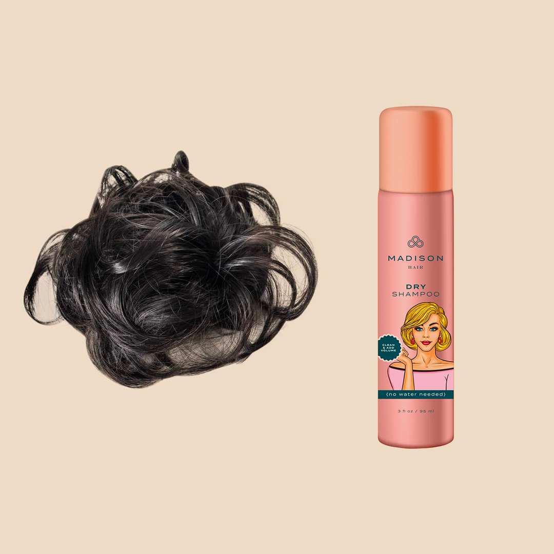 Madison Braid Bundle - Top Knot Ponytail Holder & Dry Shampoo - Black