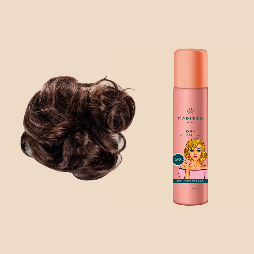 Madison Braid Bundle - Top Knot Ponytail Holder & Dry Shampoo - Brunette