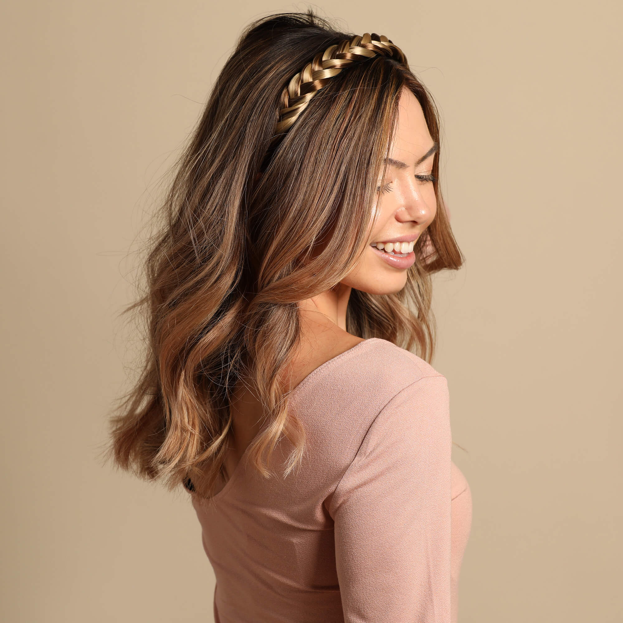 Bogo - Lulu Two Strand Braided Headband + Top Knot Ponytail - Highlighted