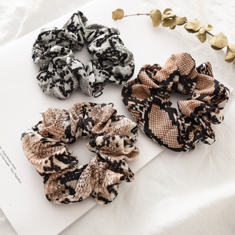 Snakeskin Pattern Scrunchies 3-Piece Set - 3-Piece Bundle Pack