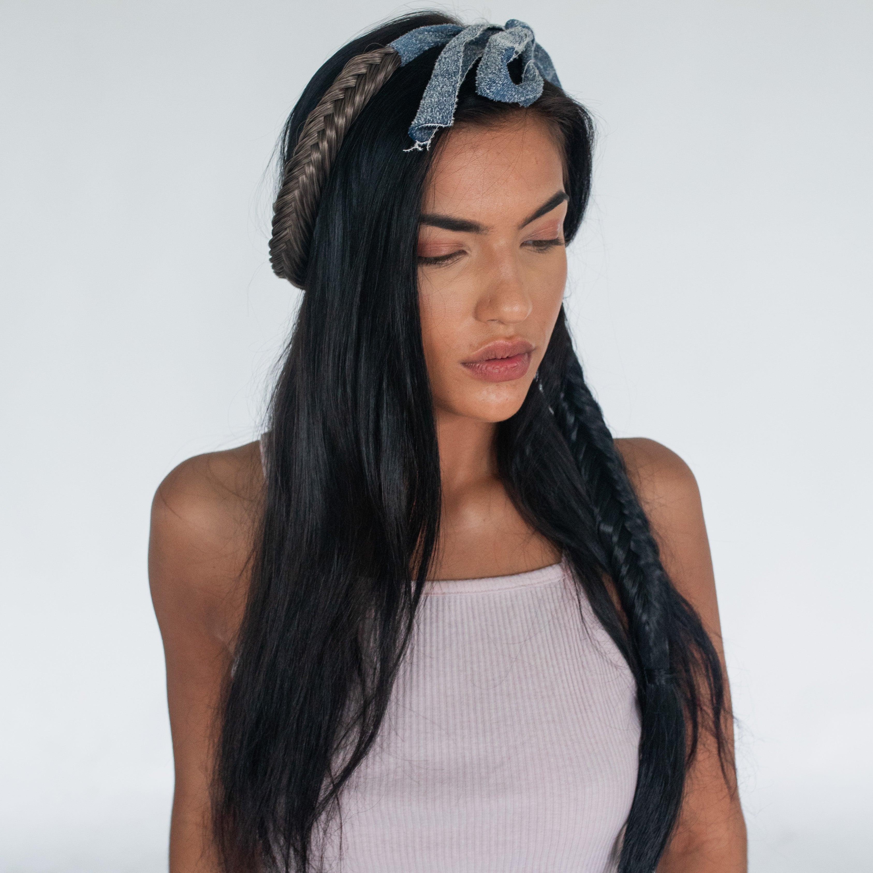 Blaire Fishtail - Braided Headband - Black