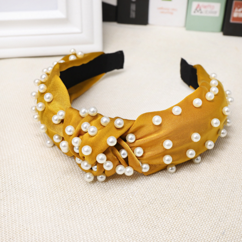 Pearl Knot Headband - Mustard