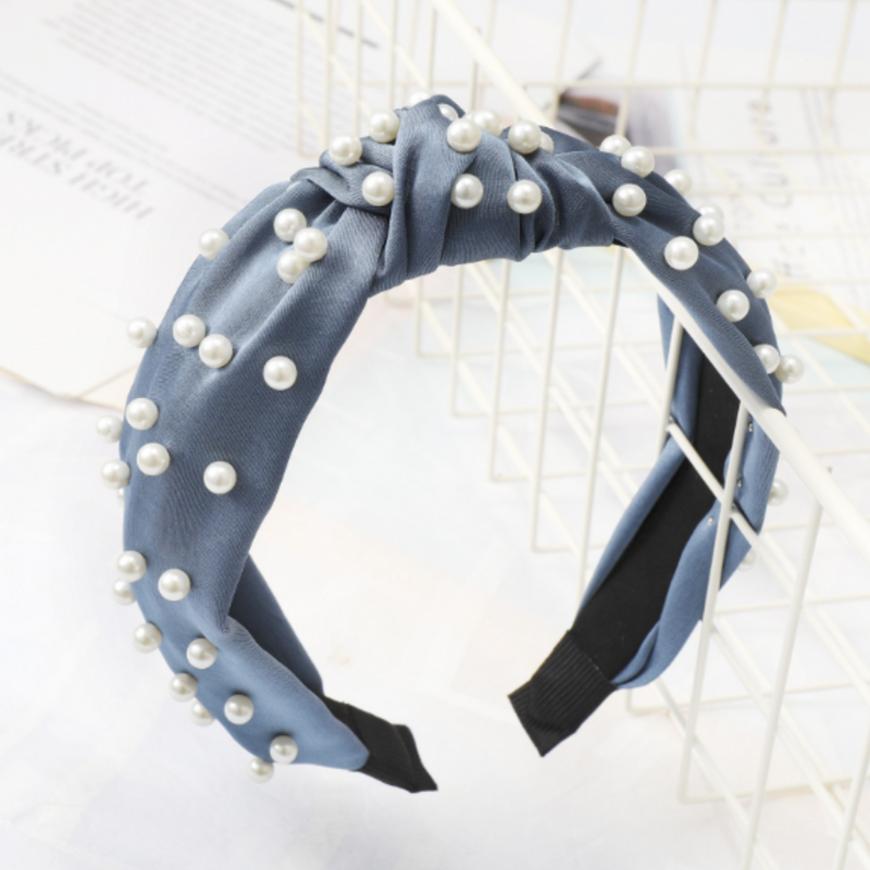 Pearl Knot Headband - Sky Grey