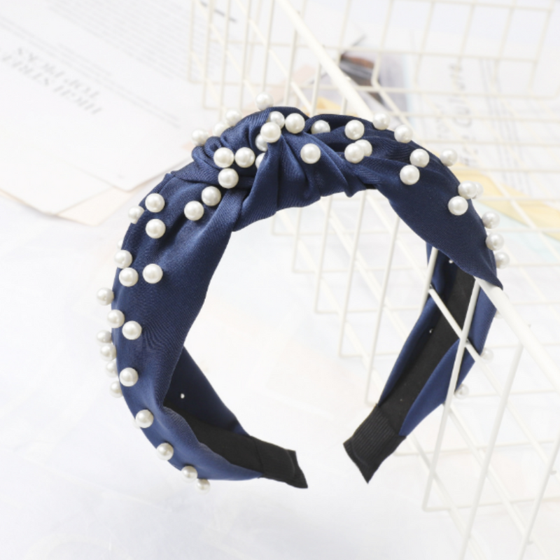 Pearl Knot Headband - Blue