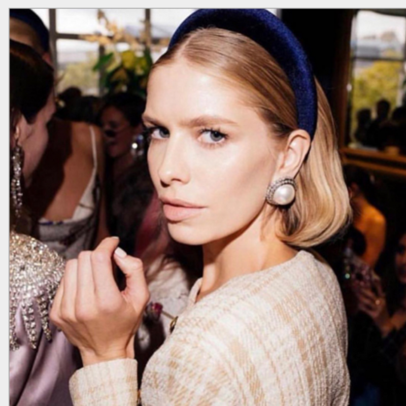 Padded Velvet Headband - Dark Blue