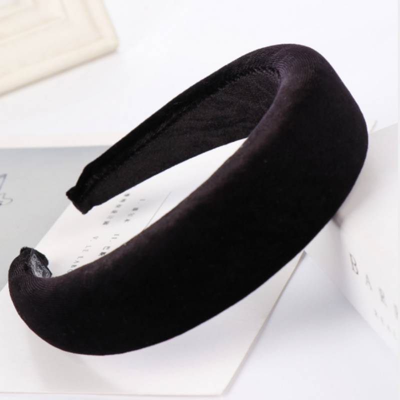 Padded Velvet Headband - Black