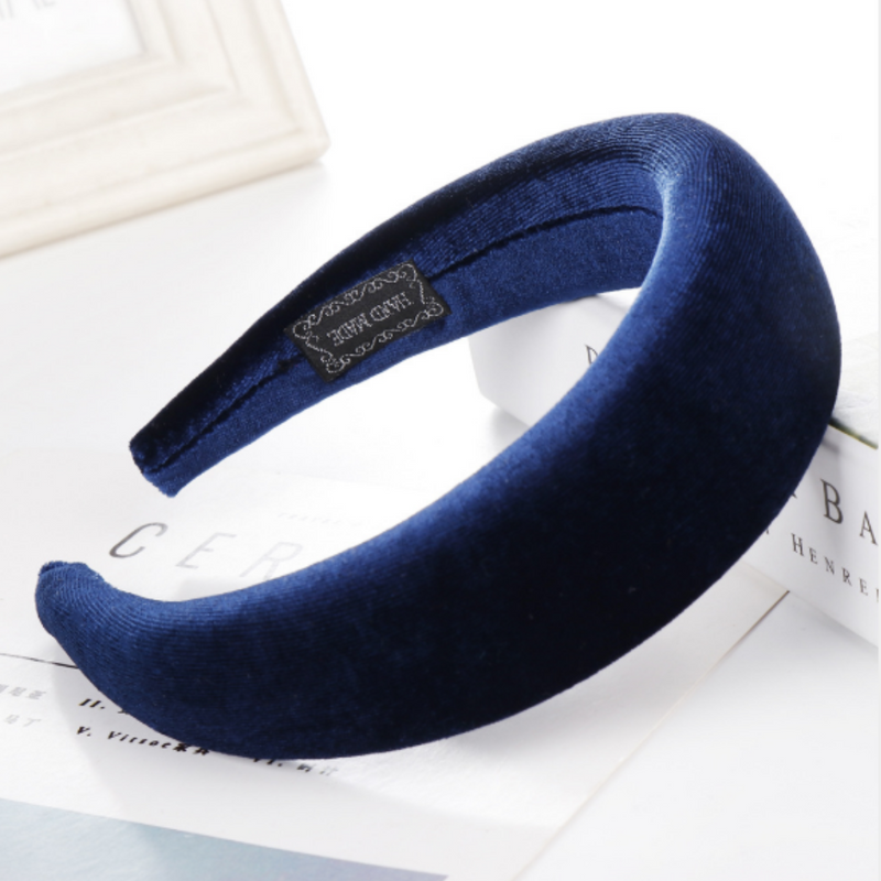 Padded Velvet Headband - Dark Blue