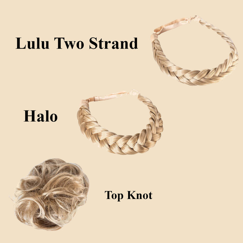 Madison Braid Bundle - Lulu Two Strand, Halo, Top knot - Ashy Highlighted