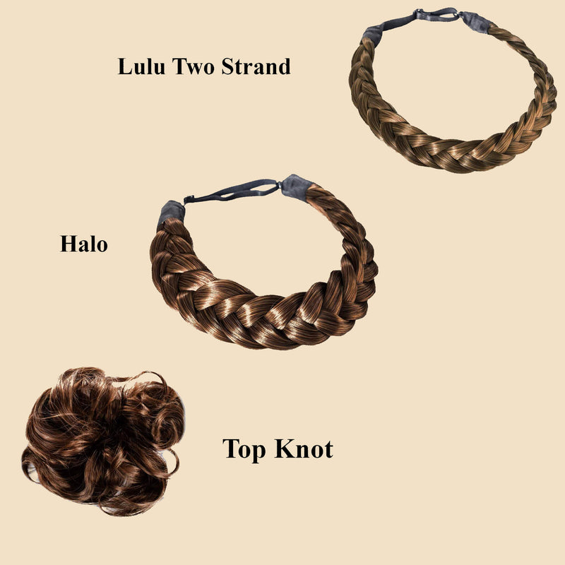 Madison Braid Bundle - Lulu Two Strand, Halo, Top knot - Ashy Light Brown
