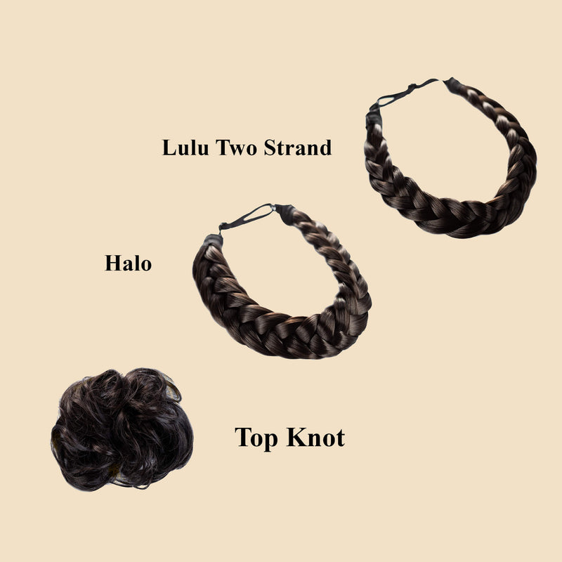Madison Braid Bundle - Lulu Two Strand, Halo, Top knot - Dark Brown