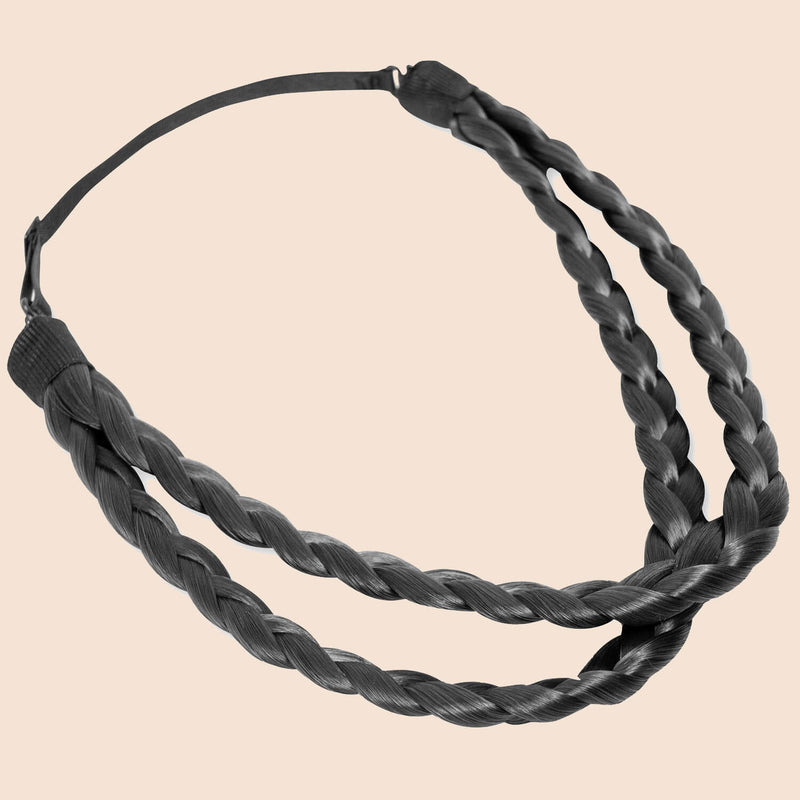 Double Lulu Two Strand -  Braided Headband - Black