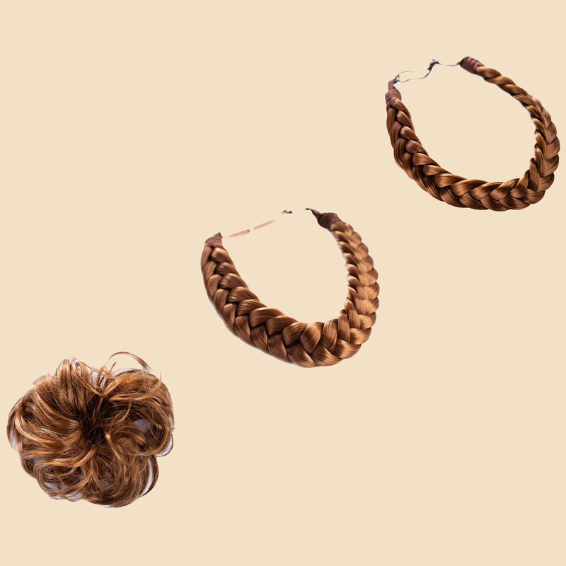 Madison Braid Bundle - Lulu Two Strand, Halo, Top knot - Golden Red
