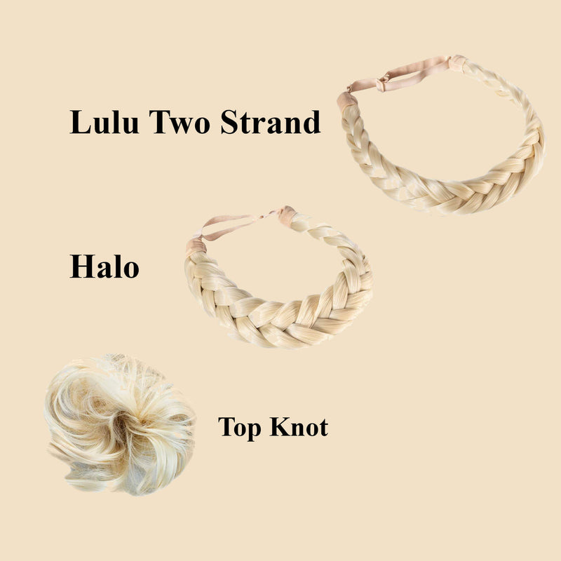 Madison Braid Bundle - Lulu Two Strand, Halo, Top knot - Platinum