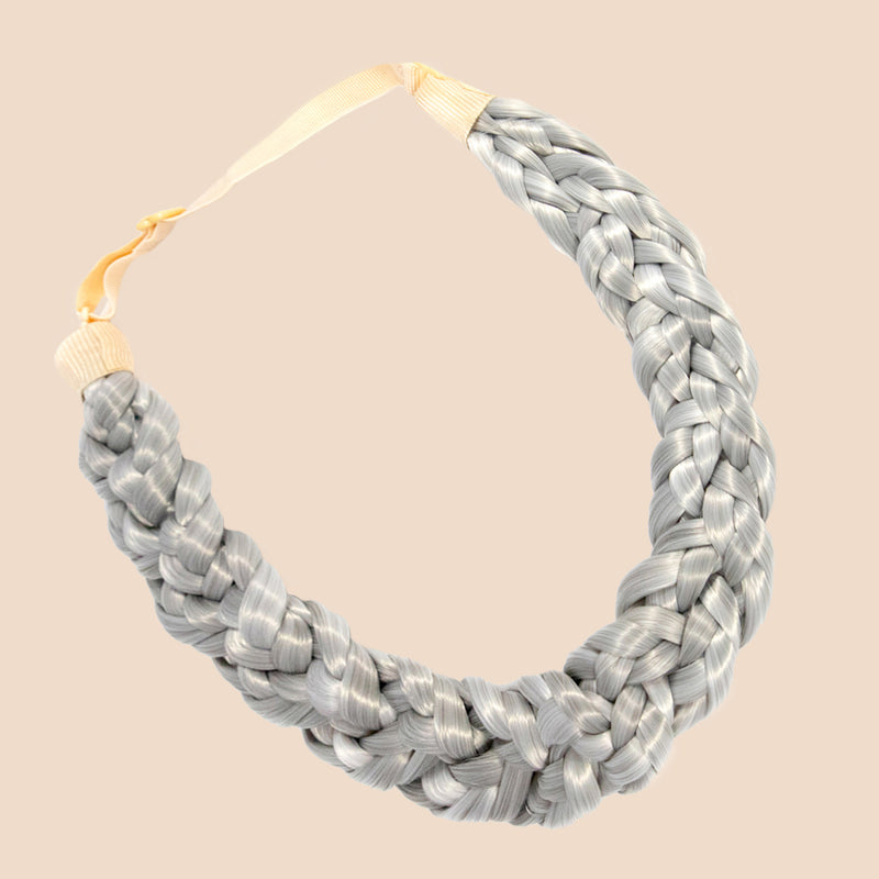 Shimmer Nine Strand - Braided Headband - Silver Grey