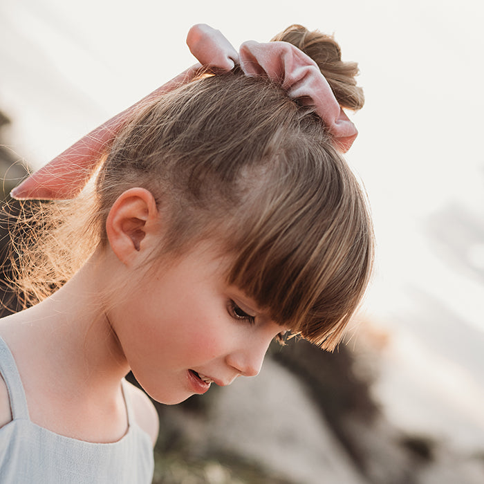 Velvet Bow Scrunchie Set - Pink & Black Set